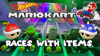 Mario Kart Toys Hot Wheels Races With Items [upl. by Retse]