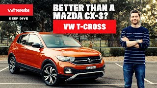 Volkswagen TCross detailed review better than a CX3  Wheels Australia [upl. by Ynahirb]