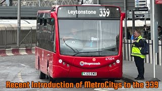 BRAND NEW  Journey on London bus route 339  Optare MetroCity  Stagecoach 67005  YJ23EWE [upl. by Hgielhsa182]