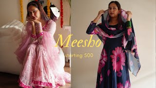 Meesho Festive Kurti Haul  HUGE MEESHO Sale Haul  Try On  Starting 499 [upl. by Shoshana56]