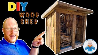 DIY WOODSHED THIS IS A PALLET WOOD SHED BUILT FROM RECLAIMED PALLETS HOLDS 12 CORDwoodshed [upl. by Llednov512]