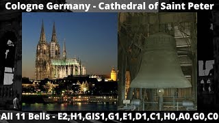 Cologne Cathedral Kölner Dom  Plenum of 11 Bells The Sound of Each Bell amp All Bells Ringing 🔔 [upl. by Bunde602]