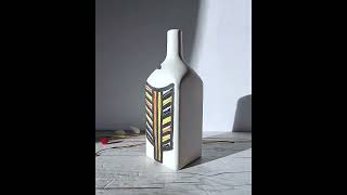 Roger Capron for Vallauris Dipped White and Multicolour Glaze Signed Sculptural Bottle Vase 1950s [upl. by Arol]