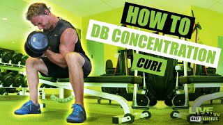 How To Do SEATED DUMBBELL CONCENTRATION CURLS  Exercise Demonstration Video and Guide [upl. by Tyrus]