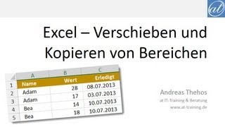 Excel  381  Bereiche Spalten und Zeilen verschieben und kopieren [upl. by Letnahs264]