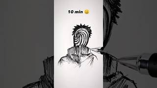 How to Draw Obito Uchiha in 10sec 10mins 10hrs 😳 shorts anime drawing [upl. by Joiner901]