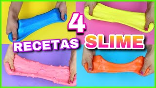 4 RECETAS PARA HACER SLIME  SLIME FÁCIL Y SIN BÓRAX  NatyGloss [upl. by Amla963]