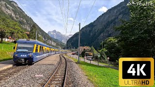 Cab Ride  Interlaken to Grindelwald Switzerland  Train Driver view  4k 60p uhd video [upl. by Lenoj]