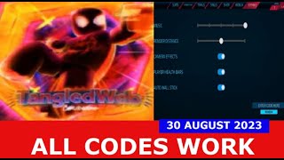 ALL CODES WORK BUG FIXES TangledWeb Chronicles  SpiderMan ROBLOX  30 AUGUST 2023 [upl. by Ticon175]