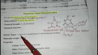 Thiopentone sodiumgeneral anestheticIUPAC NameUsesStabilityBarbituricD PharmPharma Chemistry [upl. by Alleahcim]