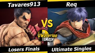 UWaterloo SSBU S23w12 Losers Finals  Tavares913 Kazuya vs Req Ike [upl. by Ylnevaeh733]