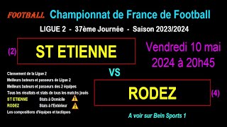 ST ETIENNE  RODEZ  match de football 37ème journée de Ligue 2  Saison 20232024 [upl. by Nycila]