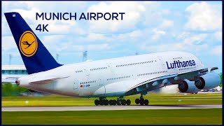 4K Munich Airport Plane Spotting  Spectacular Touchdowns and take offs [upl. by Kale]