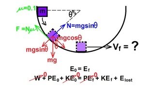 Physics 9 Conservation of Energy 9 of 11 Sliding In A Bowl [upl. by Adirehs974]