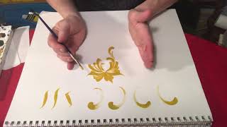 Rosemaling flower with detail demonstration  Lise Lorentzen  unintentional ASMR [upl. by Onstad]