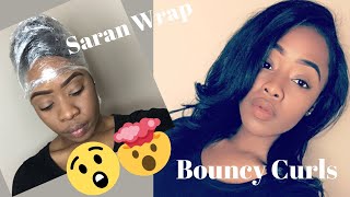 Saran Wrap TechniqueSilk Press for Natural Hair Bouncy Curls Kathy Dorleans [upl. by Zeba]