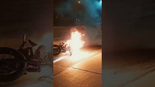 🔥 part 1i thought only EVs caught on fire motorcycle on fire no one hurt motorcycle fire usa [upl. by Dorlisa]