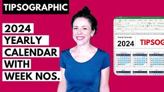 2024 Yearly Calendar with Week Numbers for Excel and Google Sheets Free Download [upl. by Ynnot]