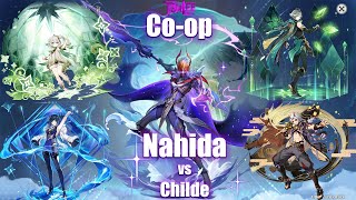 Random coop Nahida Yelan Itto amp Alhaitham vs Childe [upl. by Vonni]