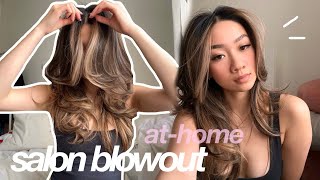 AT HOME SALON BLOWOUT TUTORIAL  haircare routine products I use everyday  Colleen Ho [upl. by Ameerahs]