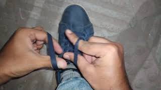 Jutar fita badha slow motion জুতার ফিতা বাধা শিখুন সবচেয়ে সহজ উপায়ে  how to tie shoe lace [upl. by Eahsal792]