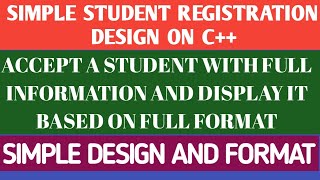 SIMPLE STUDENT REGISTRATION SYSTEM DESIGN ON C [upl. by Whitehouse]