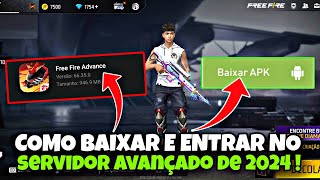 COMO BAIXAR E ENTRAR NO SERVIDOR AVANÇADO DO FREE FIRE  COMO CONSEGUIR CODIGO DE ATIVAÇÃO DO FF ADV [upl. by Otineb]