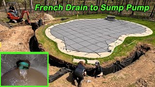 4 foot Deep French Drain to Outdoor Sump Pump  How to Fix a Floating Pool Liner [upl. by Spratt]