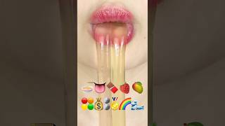 ASMR EMOJI FOOD 🍜👅🍫🍓🥭🔴🟠🟡🟢💰🪙🏅🌈🌊 이모지 먹방 sped up [upl. by Virginie67]