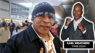 Mike Tyson Pays Tribute To The Late Carl Weathers At LAX [upl. by Ylrevaw]