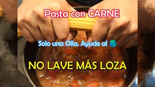 Pasta con CARNE 🍝 solo necesita 1 OLLA Ayude 🌎 [upl. by Nagar]