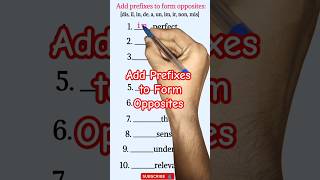 Add Prefixes to Form Opposites  Prefix and Suffix shortsgrammarprefixes vocabulary [upl. by Tierell]