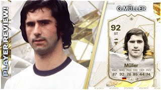 BEST FINISHER IN THE GAME ICON 92 RATED GERD MULLER REVIEW  EA FC24 ULTIMATE TEAM [upl. by Noeruat]