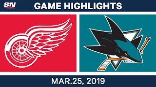 NHL Game Highlights  Red Wings vs Sharks – March 25 2019 [upl. by Akira]