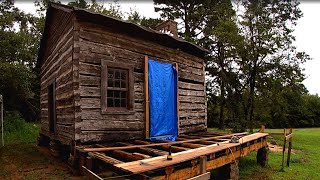 Building the Porch James Thomas Gilliam Log Cabin Pt 2 [upl. by Anissej]