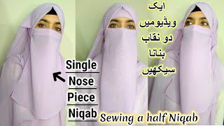 Niqab cutting amp stitchingHow to Stitch niqabhalf niqabsingle piece niqabsingle nose piece niqab [upl. by Etti]