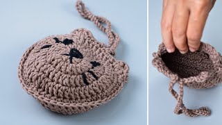 Cute 5 minutes crochet mini pouch easy and simple [upl. by Hayn564]