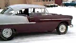 55 Chevy Burnout in Snow [upl. by Klehm743]