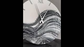 Wave of Luxury Silver amp White Resin Wall Clock [upl. by Winfield]