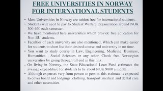 Free Universities in Norway For International Students  Faculties [upl. by Noinatrad]