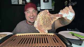 MASSIVE TOMAHAWK STEAK ON THE GRILL • MUKBANG [upl. by Pippo]