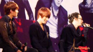 Fancam 101014 JYJ Showcase Tour 2010 in Bangkok Press Conference Eng Sub [upl. by Sherburn]