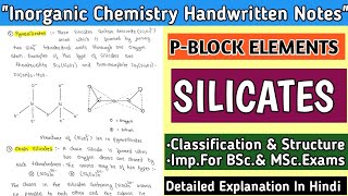 SILICATES  Classification amp Structure  PBLOCK ELEMENTS  inorganicchemistry bscnotes [upl. by Derrik]