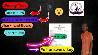 Weekly test class 12th 141124 November answer key Jcert jharkhand board weeklytest jharkhandbord [upl. by Otrebireh150]