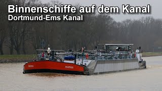 Binnenschiffe auf dem DortmundEms Kanal  Wintertag  Binnenschifffahrt [upl. by Hosea]