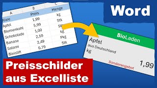 Preisschilder selber machen in Word [upl. by Ahsyekat254]