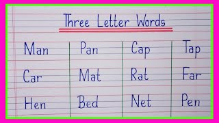 Three Letter Words in English3 Letter Words in EnglishThree Letter Words Phonics [upl. by Kubetz471]