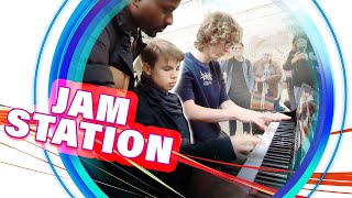 Threestyles Boogie Woogie Public Piano St Pancras Station London UK [upl. by Suivat]