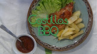 Costillas de🐽 CERDO al Horno BBQ  receta facil de hacer [upl. by Wandis566]