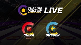 China v Sweden  Women  Curling World Cup  Jonkoping Sweden  third leg [upl. by Kolosick]